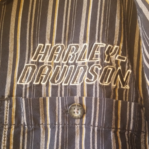 Harley-Davidson striped button down short sleeve - Picture 2 of 8